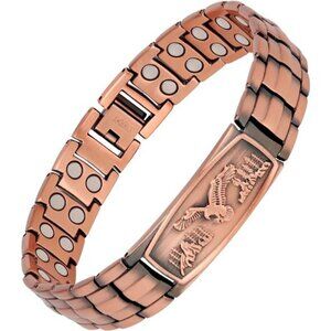 Mens Copper Bracelet Magnetic Therapy Adjustable Eagle Pattern Jewelry Gift